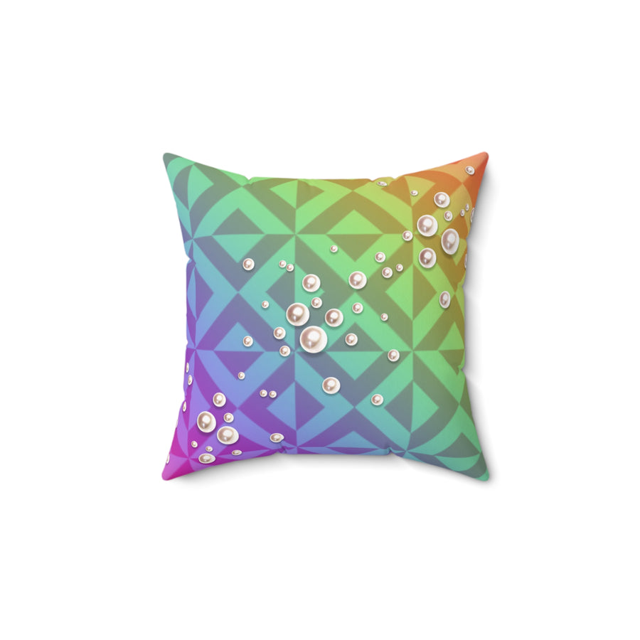 Rainbow Gem Square Pillow - Colorful Decorative Cushion for Home Decor