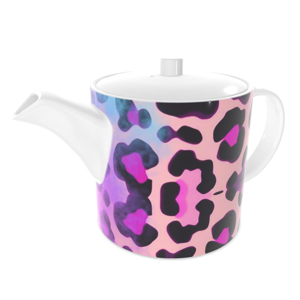 Pink Leopard Smoke  Bone China Teapot