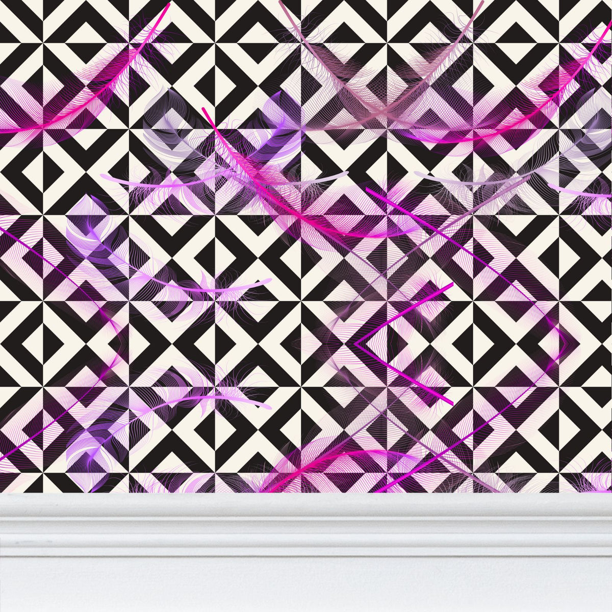 Wallpaper Vortex Pink Feathers