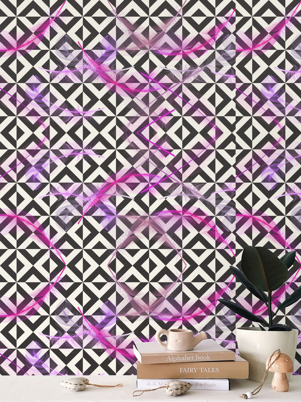 Wallpaper Vortex Pink Feathers