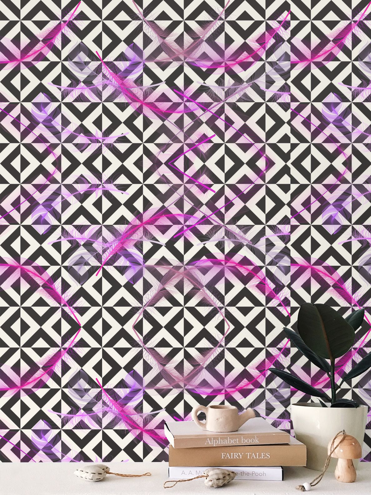 Wallpaper Vortex Pink Feathers