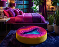 Round Floor Cushions - Geode Pink Rainbow