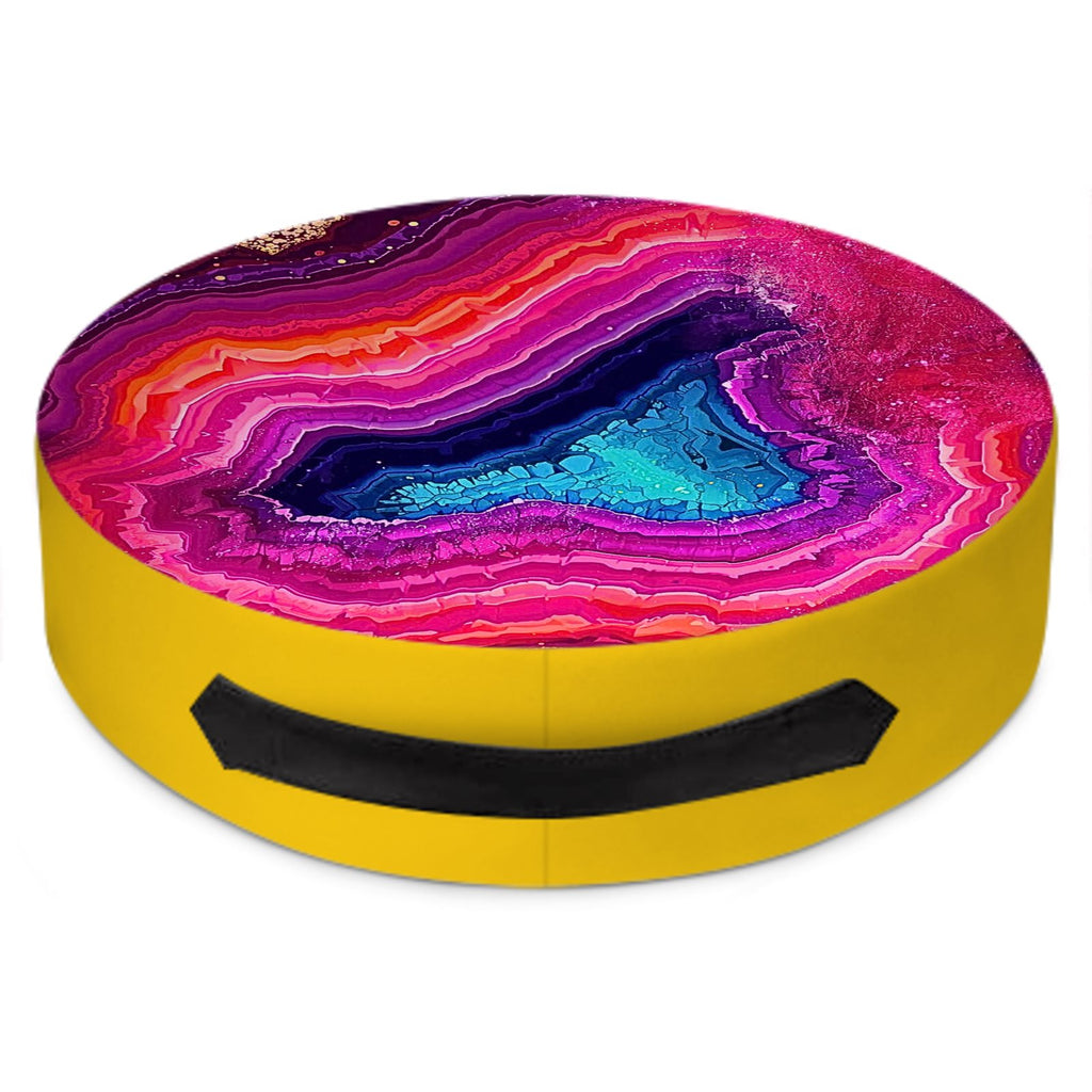Round Floor Cushions - Geode Pink Rainbow