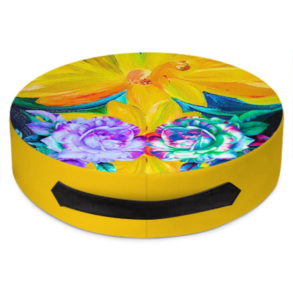 Round Floor Cushions -Yellow Flower Blossom