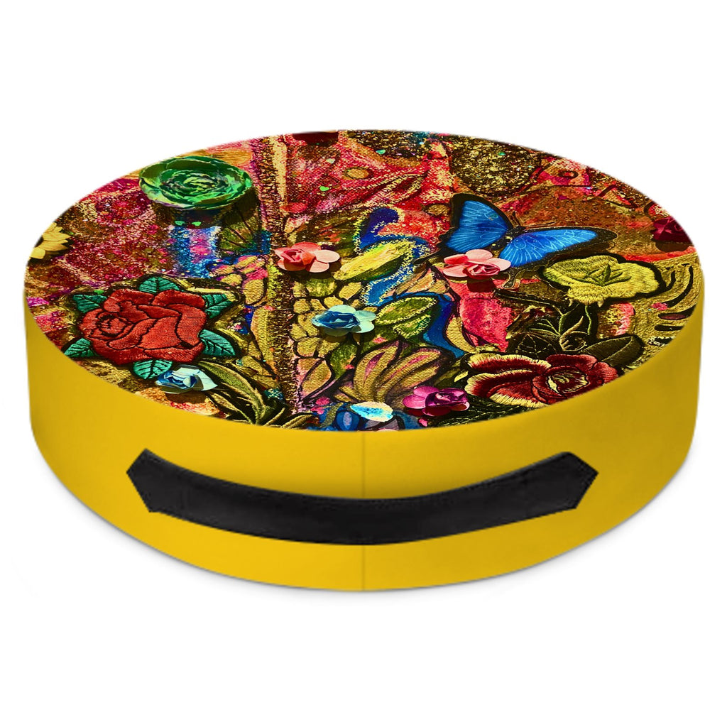 Round Floor Cushions -Yellow Flower Blossom