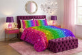 Pink Rainbow Glitter Cotton Bed Set – Vibrant Sparkle Bedding for Kids & Teens